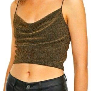 Glittery gold crop top form H&M.